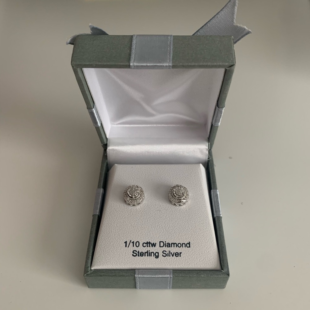 1/10 cttw Diamond Sterling Silver Earrings